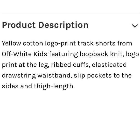 OFF WHITE | NEW Kids Logo Print Yellow & Black Track Shorts Youth Size 10 - Picture 10 of 10